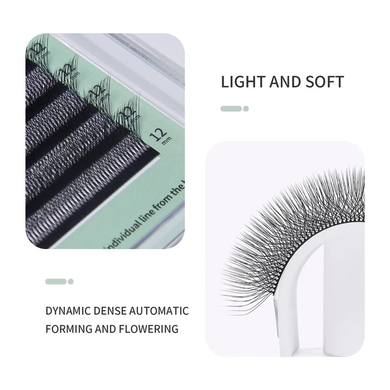 Premade Volume Eyelash Extensions Fans Clover W Style Soft Mink Natural Look