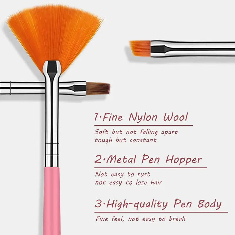 15-Piece Nail Art Brush Set for Acrylic, Gel, and Manicure Design