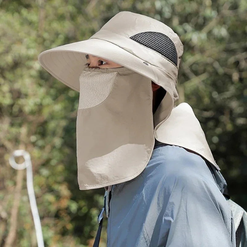 Outdoor Sun Hat with UV Protection, Neck Flap & Visor for Men Women - Hiking Camping Fishing Cap