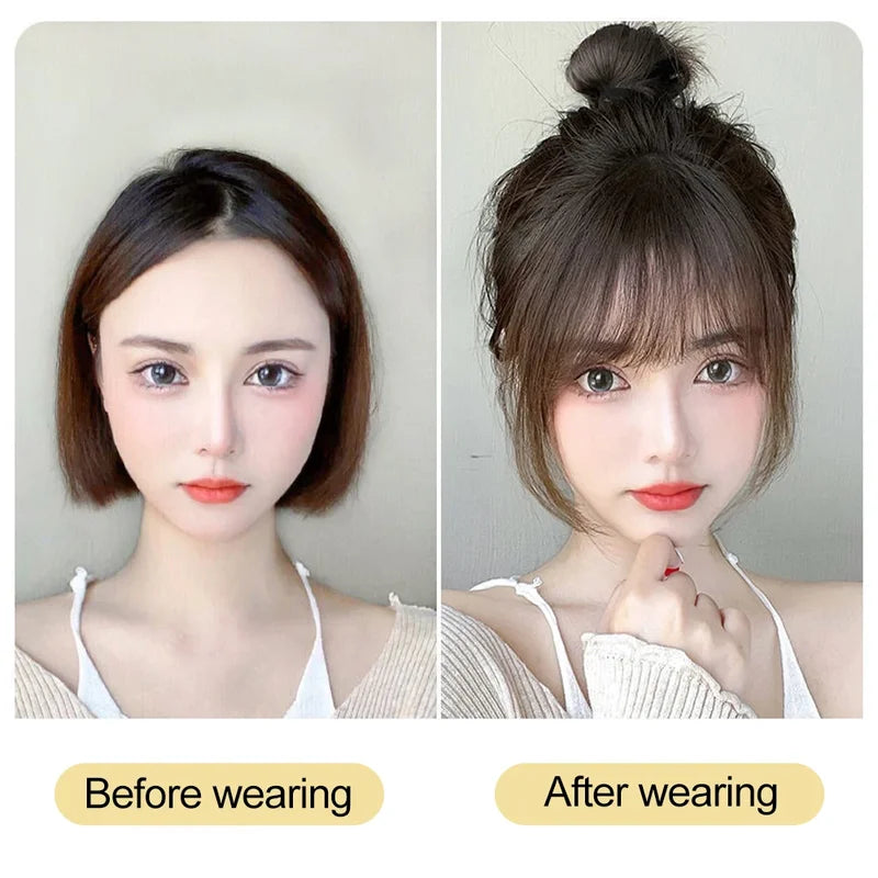 Clip-In Fake Bangs Hair Extension Synthetic Fringe for Face Face-Shaping Women