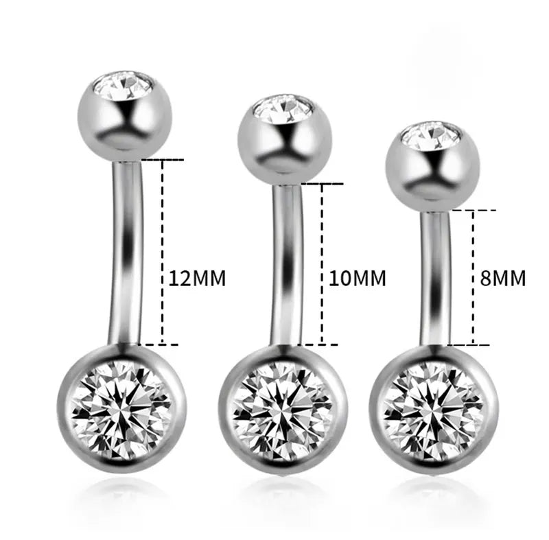 Double Belly Button Rings Stainless Steel Navel Piercing Jewelry with Crystal Rhinestones Women Girls