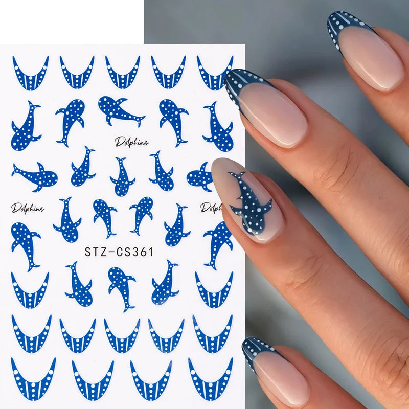 Ocean Nail Art Stickers Set - Whale Octopus Seashells Summer Manicure Decorations