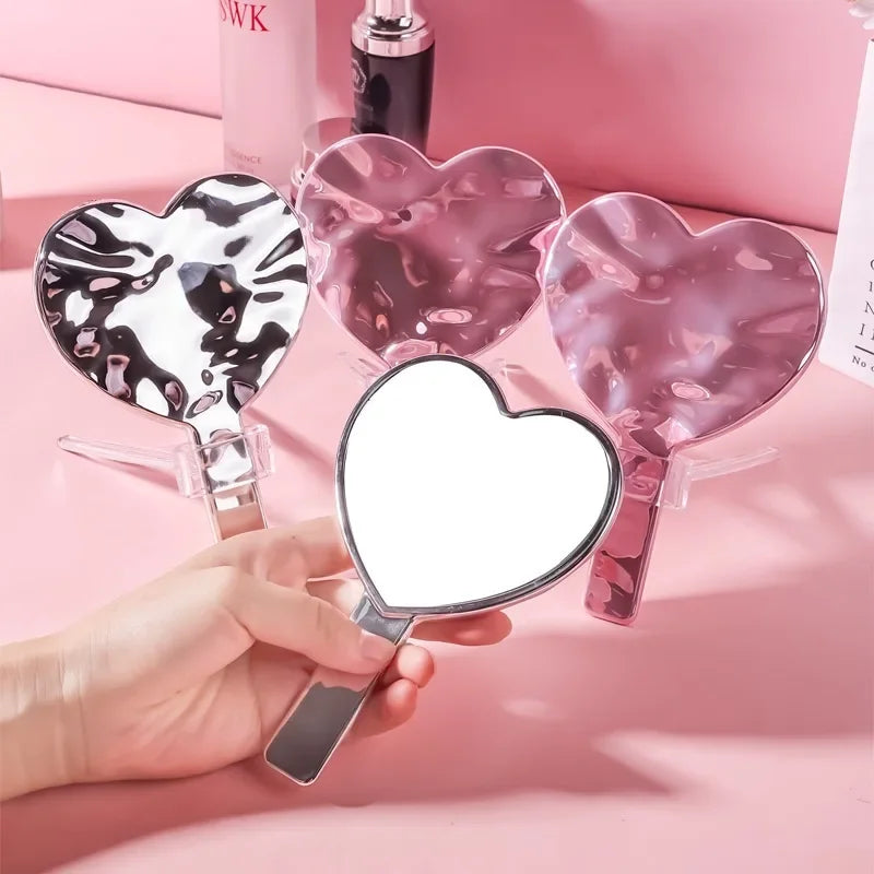 Heart-Shaped Handheld Mirror for Makeup & Beauty Spa Salon Personal Care