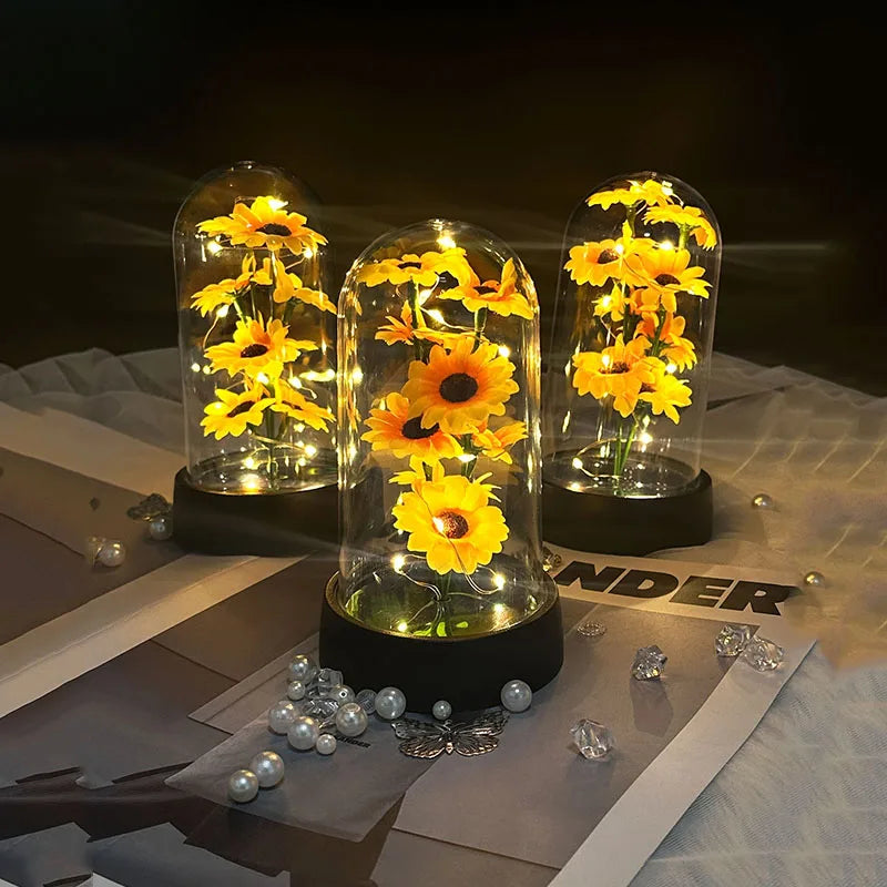 Sunflower Gift Set - Small Plastic Eternal Flower for Mother's Day, Birthdays, Valentine's Day