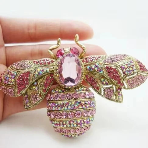 Vintage Crystal Bee Brooch Pin for Women Elegant Insect Rhinestone Jewelry