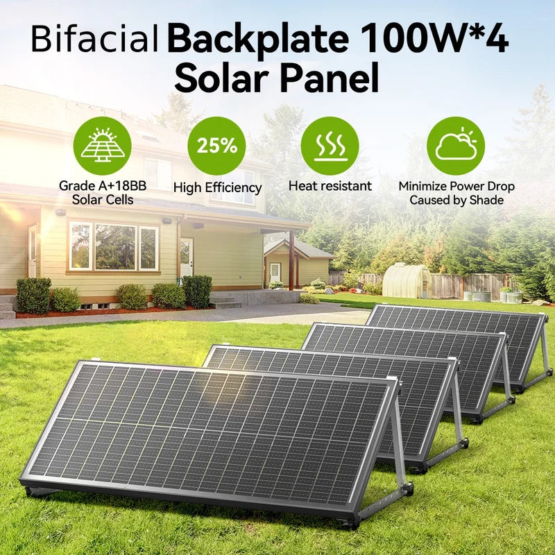 12V 400W Monocrystalline Solar Panel for Off-Grid Home & Garden Power