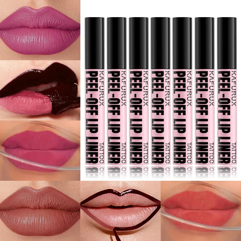 7-Piece Long-Lasting Waterproof Lip Stain Set - Pink & Red Shades