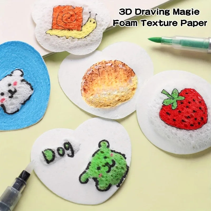 Drawing & Texture Painting Kit with Foam Paper and Markers - Art Craft Supplies