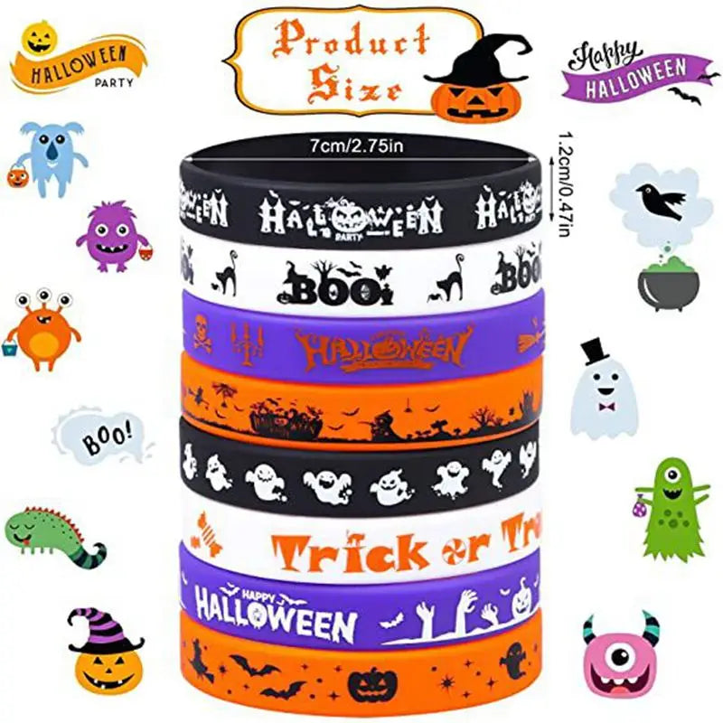 Halloween Silicone Wristbands Kids Gifts Treat Carnival Ghost Pumpkin Party Favors