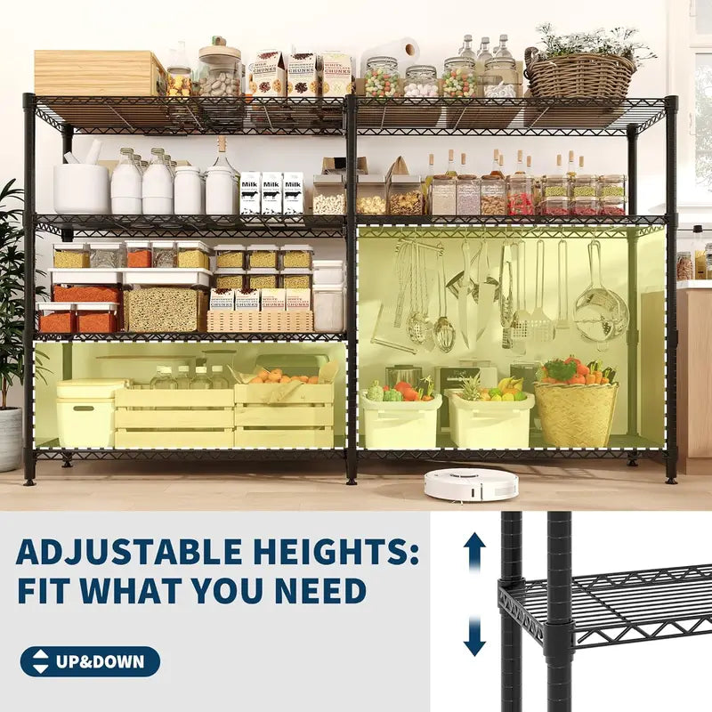 Heavy Duty Metal Storage Shelves - Adjustable 4/5 Tiers for Garage Pantry Kitchen Organization