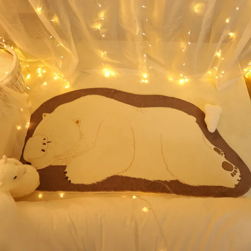 Cute Bear Bedside Rug - Non-Slip Fluffy Child Bedroom Floor Mat