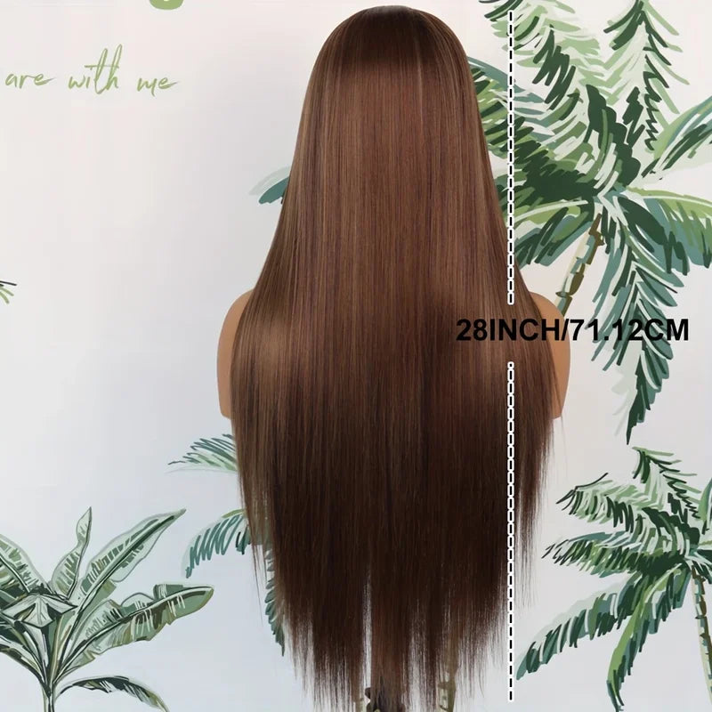Brown Lace Front Wig 13x4 Human Hair Wig for Women 40-46 Inches, High Density & Natural Pre-Plucked Hairline