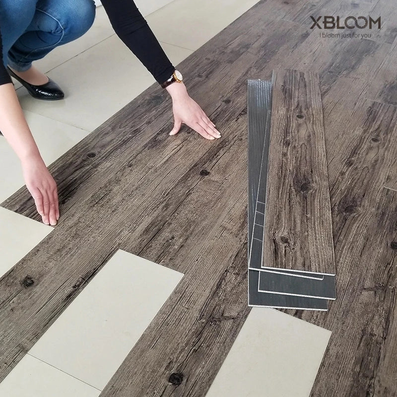 10-Piece Self-Adhesive Wood Grain Floor & Wall Stickers Waterproof Home Decor