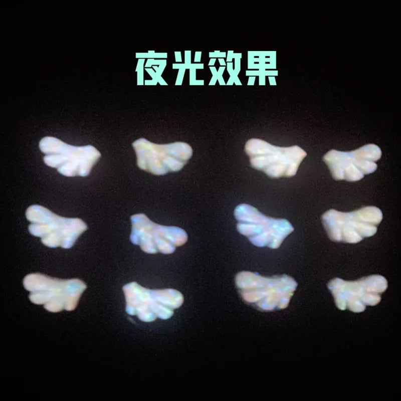30PCS White & Black 3D Acrylic Angel Wings Nail Art Charms for Manicure Decoration