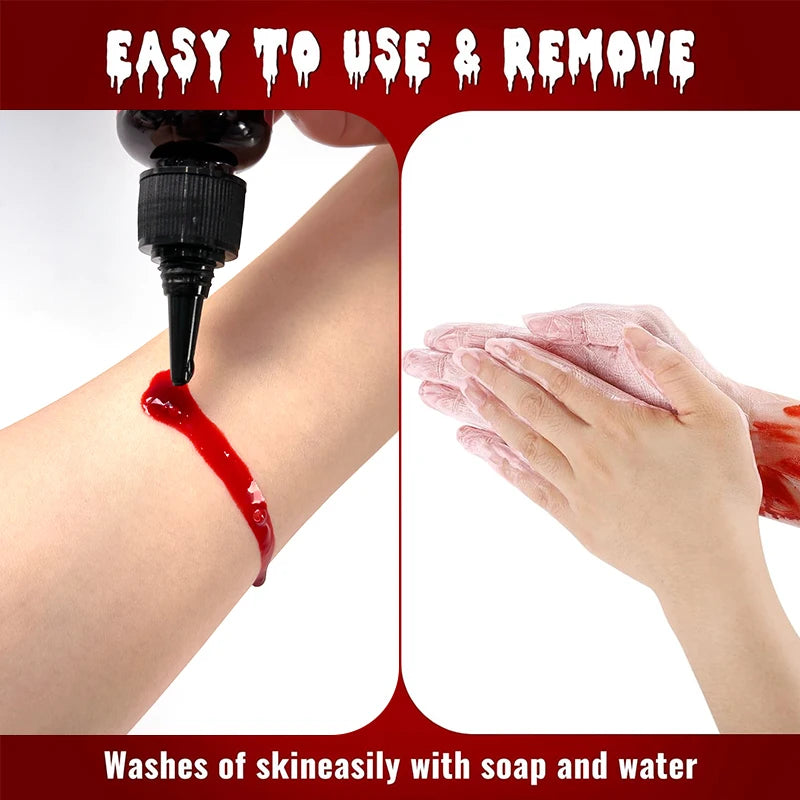 Fake Blood Spray - Washable, Long-Lasting Horror Makeup for Halloween & Cosplay