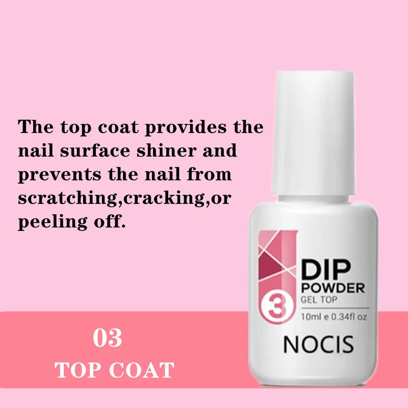 4pcs Dip Powder Nail Kit Liquid Set - Activator, Base, Top Coat & Brush Saver