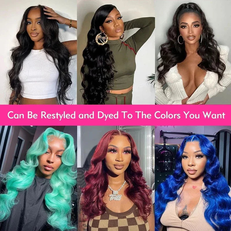 Peruvian Body Wave Human Hair Wigs 13x6 HD Lace Front Glueless Closure - 40-42 Inches