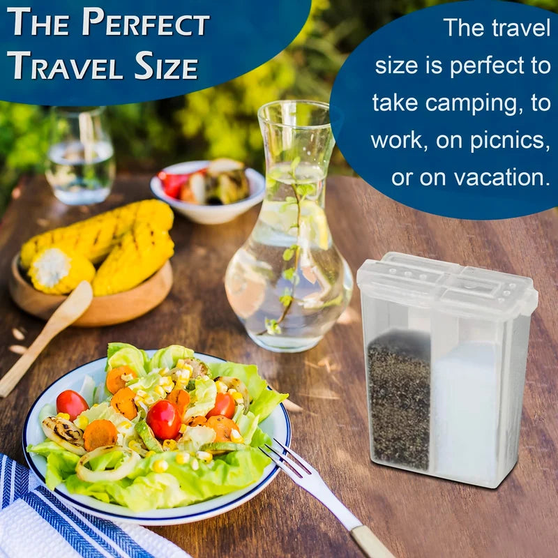 2-in-1 Camping Spice Shaker with Lid Multi-Purpose Salt & Pepper Jar Outdoor BBQ Storage