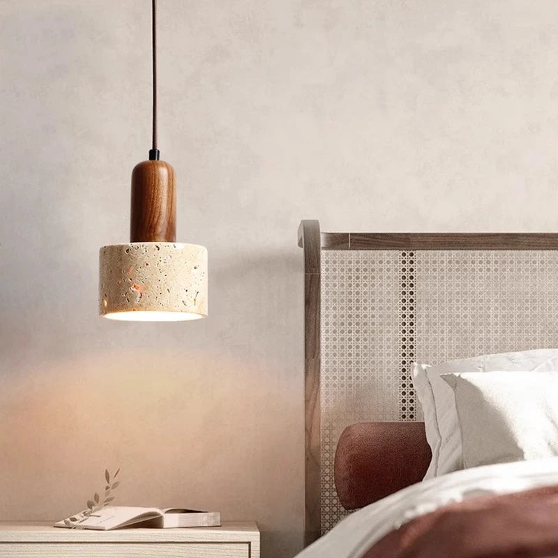 Wabi Sabi Style Travertine Pendant Light for Bedroom Kitchen Dining