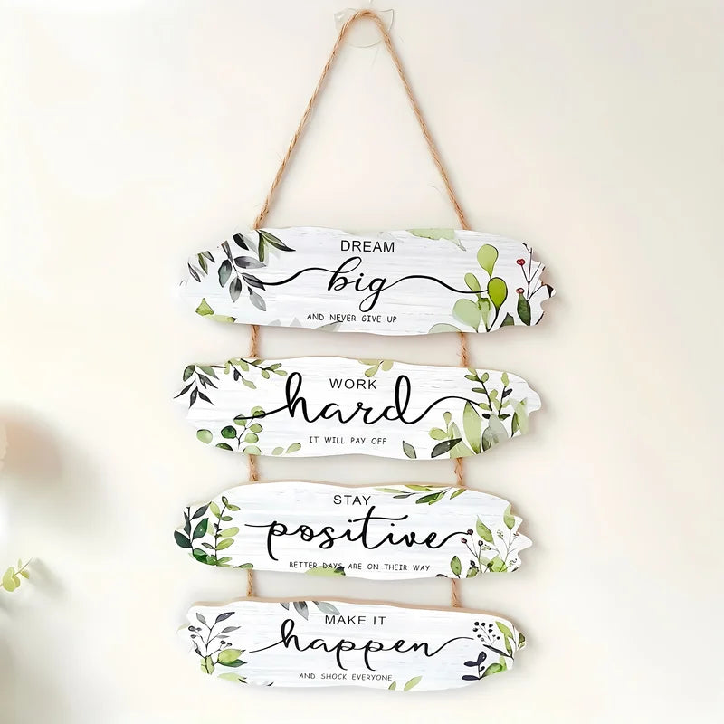 Rustic Wooden Inspirational Wall Decor Sign with Quotes for Home & Holiday