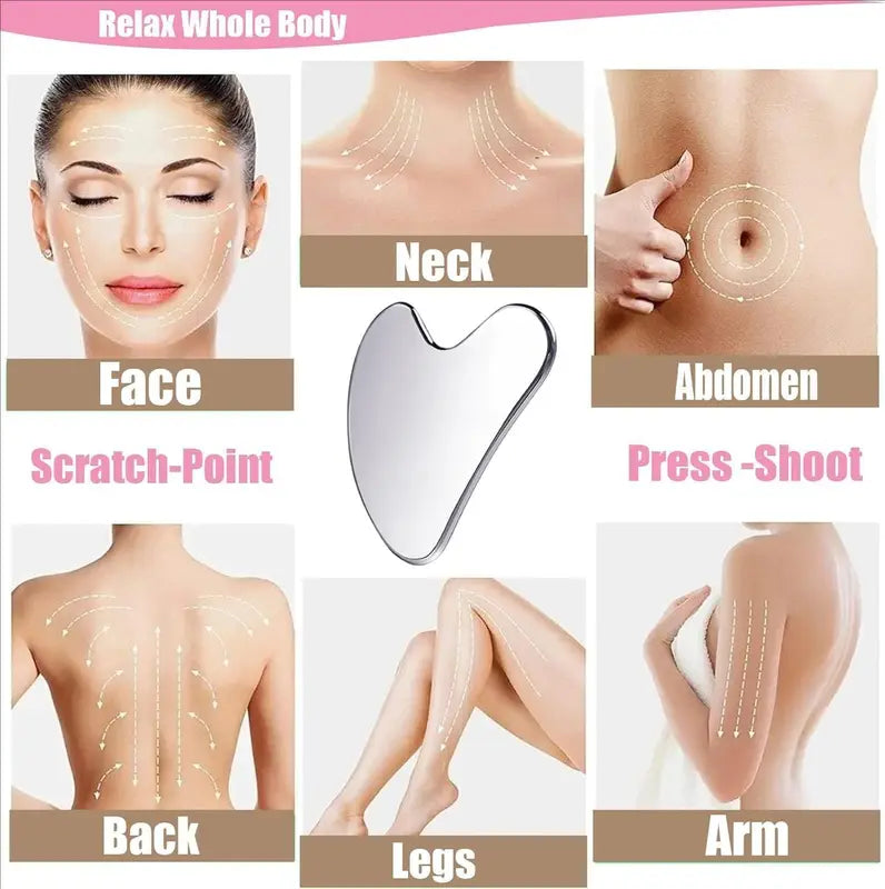 Ice Face Roller Gua Sha Set Stainless Steel Facial Massage Kit for Lymphatic Drainage