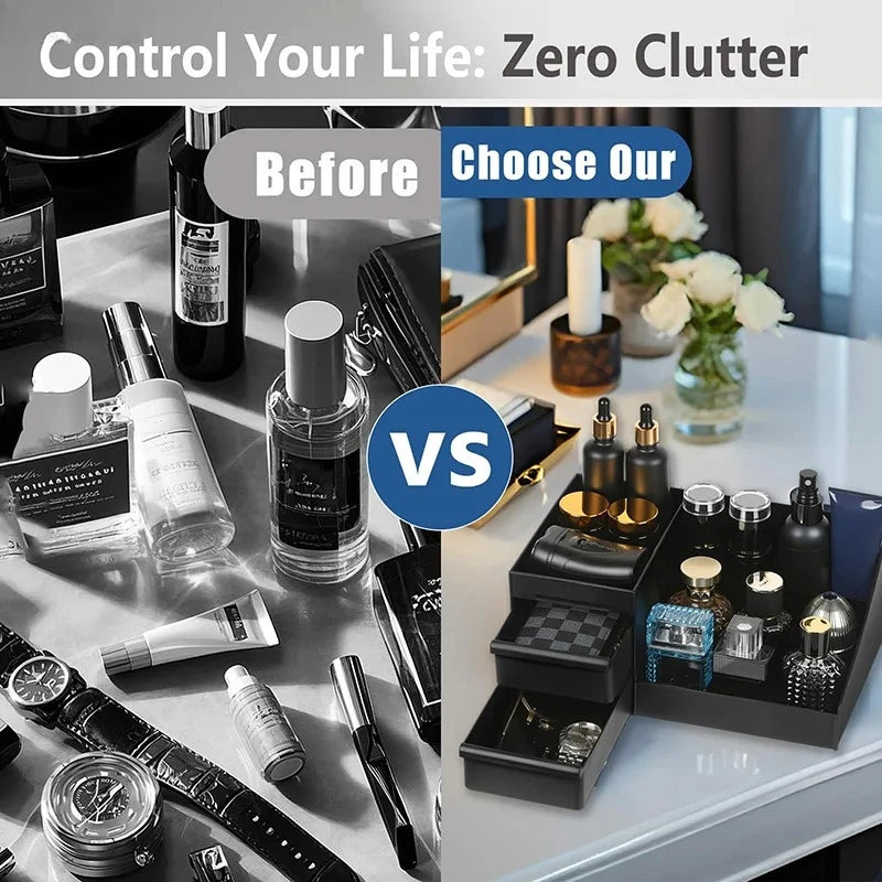 Men's Cologne & Perfume Organizer Stand with Drawers - Bathroom & Dresser Storage