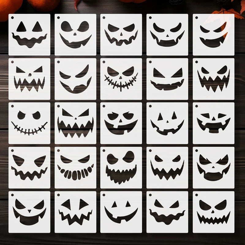 Pumpkin Face Stencils Pack of 25 for Halloween DIY Crafts Home Decor