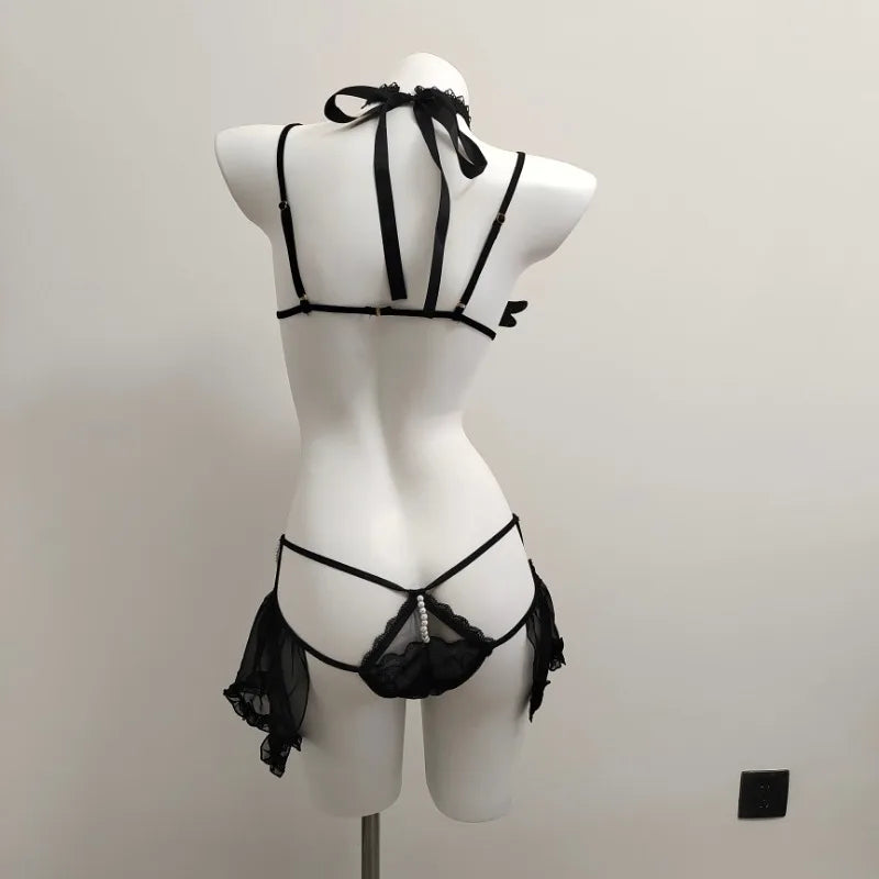 Women’s Erotic Lingerie Set with Wings - Halloween Devil & Angel Costume
