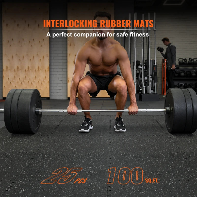 Interlocking Gym Floor Mats 25-Piece EVA Foam Rubber Top Waterproof Workout Flooring