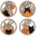 Bohemian Wall Art Decor Set - Hollowed-Out Wooden Sculptures for Living Room and Bedroom