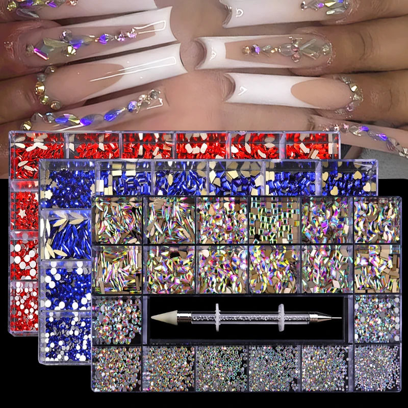 Multi-Style Nail Art Diamond Rhinestones Flat Bottom DIY Nail Jewelry