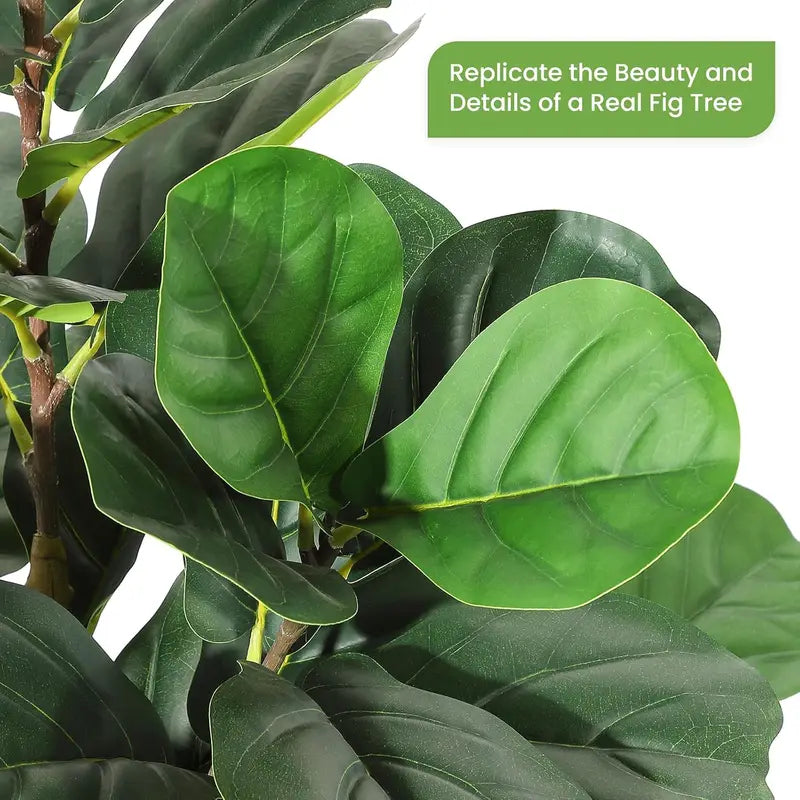 Artificial Fiddle Leaf Fig Tree with Pot - Faux Indoor Plant, Greenery, Fake Tree