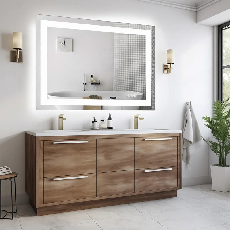 LED Bathroom Vanity Mirror with Anti-Fog and Adjustable Lighting - Wall Mount, 36x24 Inches