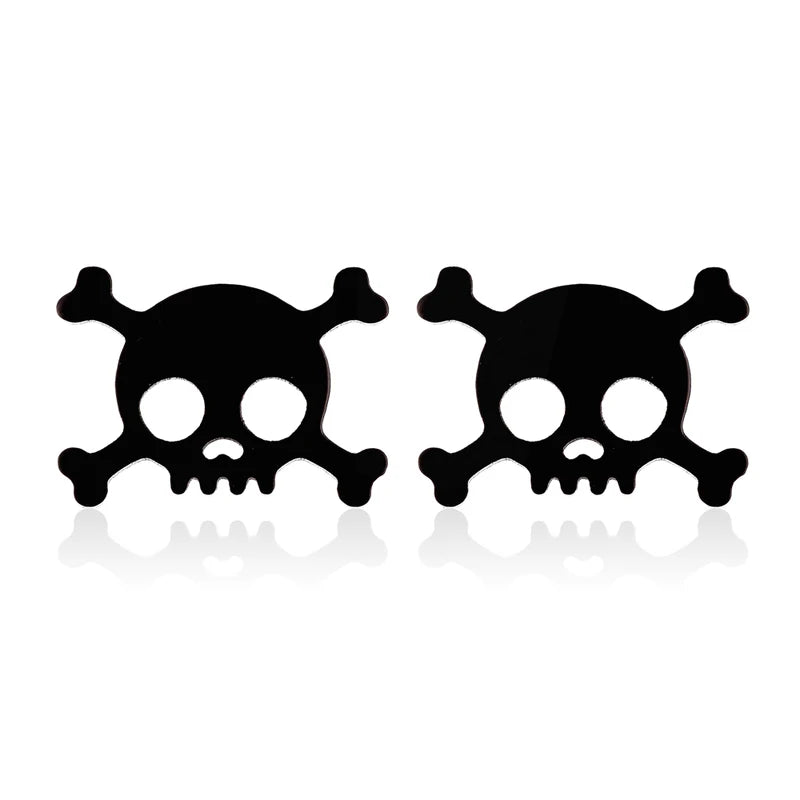 Halloween Skull Earrings for Women - Stainless Steel Gothic Jewelry, Multiple Colors