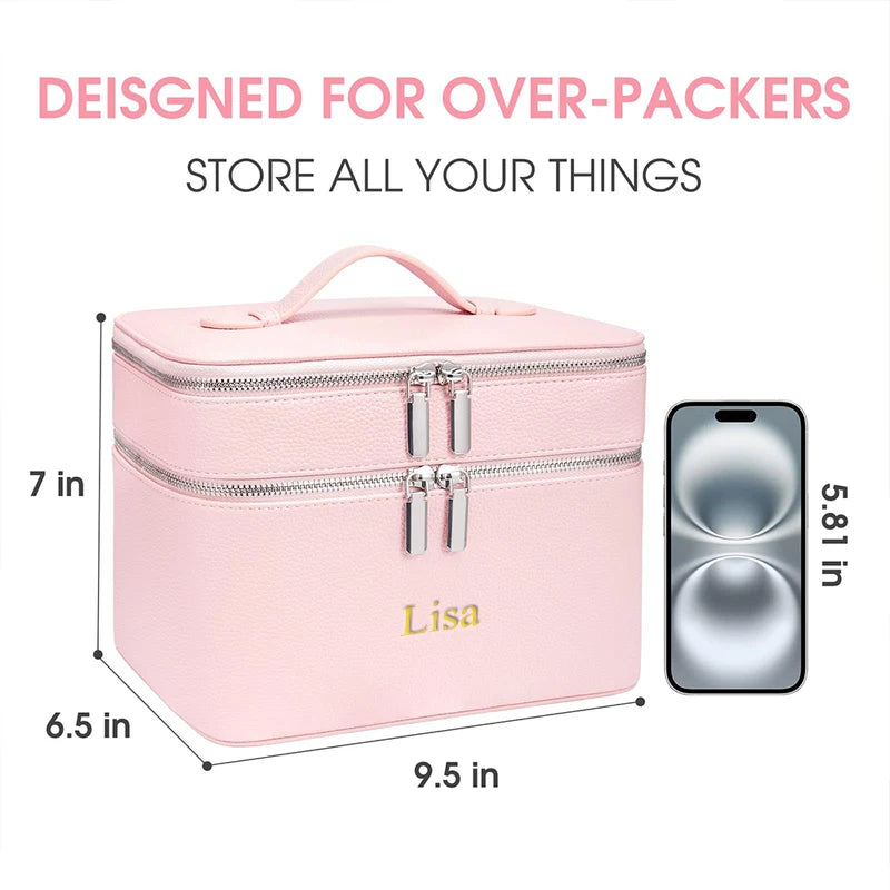 Customized Double-Layer Portable Makeup Bag with Multi-Partition Storage