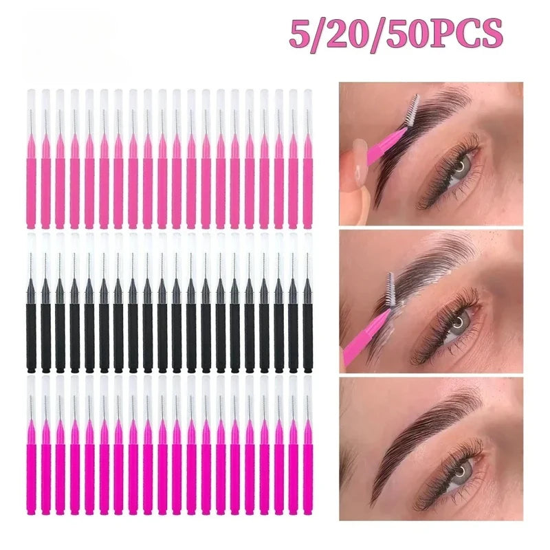 Mini Eyebrow & Eyelash Brush Set - Disposable Micro Applicators for Brows & Lashes