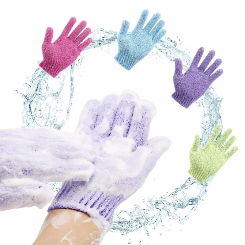 Exfoliating Bath Glove Set - Body Scrub & Massage Sponge for Shower