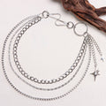 Unisex Multi-Layered Star Pendant Chain - Metal Pants Accessory