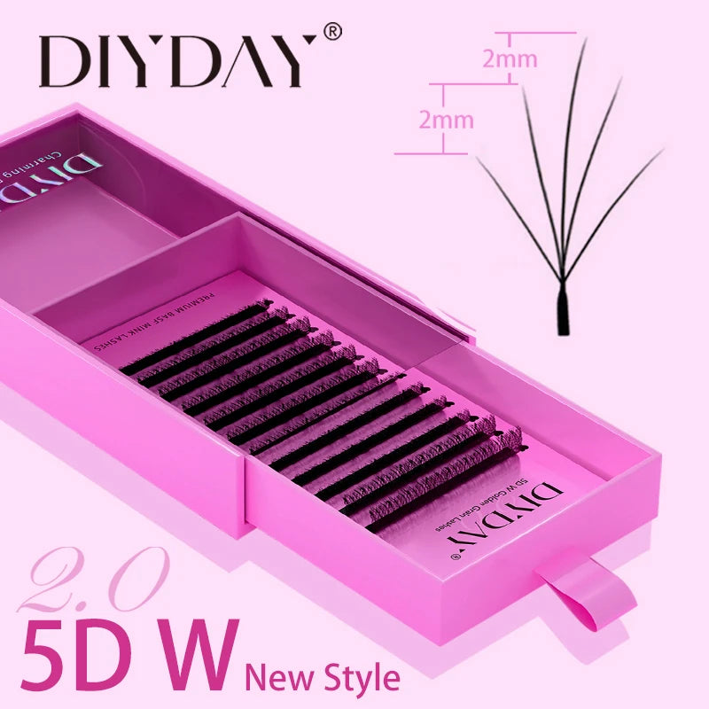 5D W Shape False Eyelash Extensions Natural Soft Fan Lashes - Multiple Lengths & Curl Types