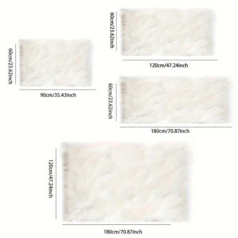 Faux Fur Sheepskin Rug - Fluffy Rectangular Area Rug for Living Room & Bedroom