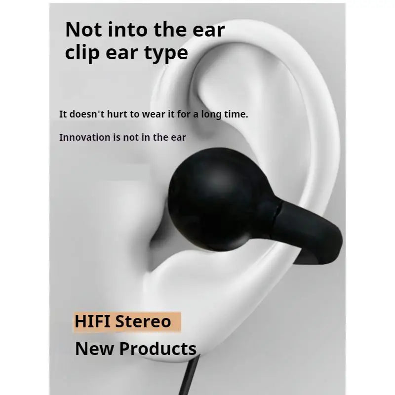Wired Type C & 3.5mm Clip-On Stereo Earbuds with HD Mic for Gaming and Sports
