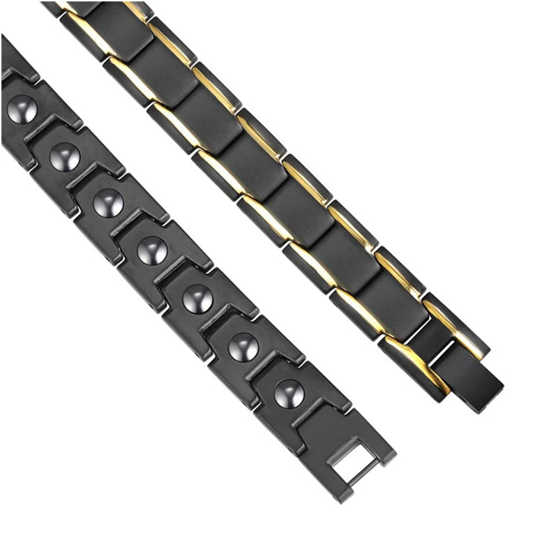 Men's Magnetic Stainless Steel Bracelet - Casual Black Jewelry for Arthritis Support