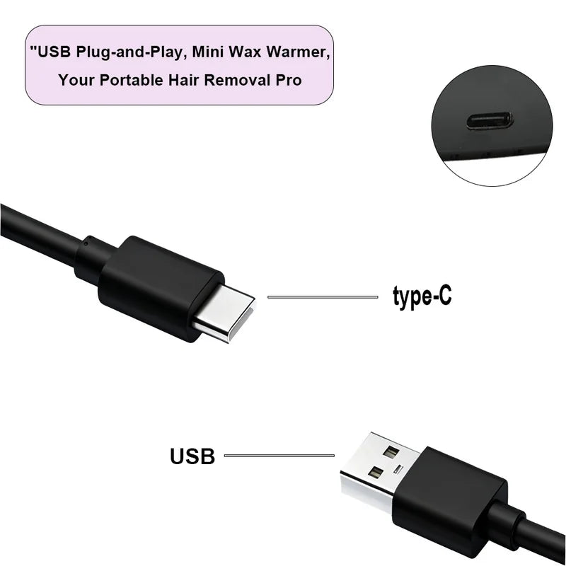 USB Mini Hair Removal Wax Warmer Kit - Facial & Body Waxing Device