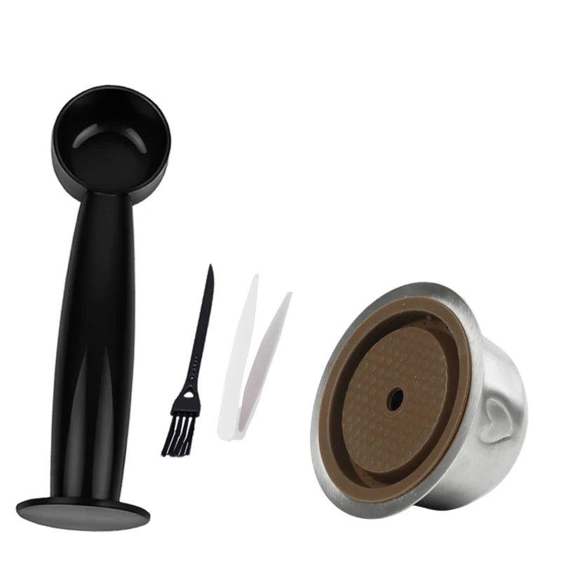 Reusable Stainless Steel Coffee Capsules for Vertuoline with Silicone Lid & Tamper