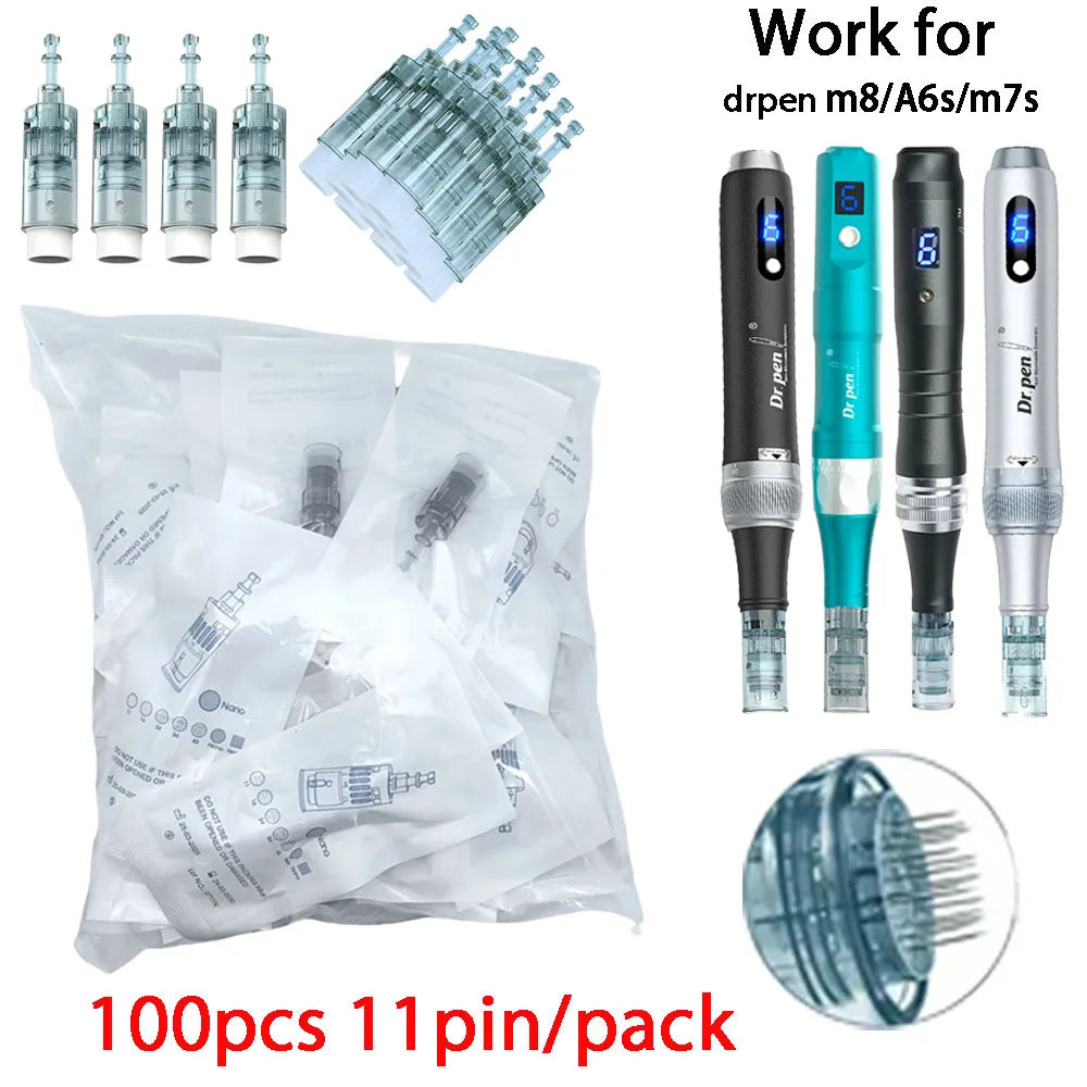 100pcs Dermapen M8 Needle Set for Microneedling and Mesotherapy - 0.25mm Length