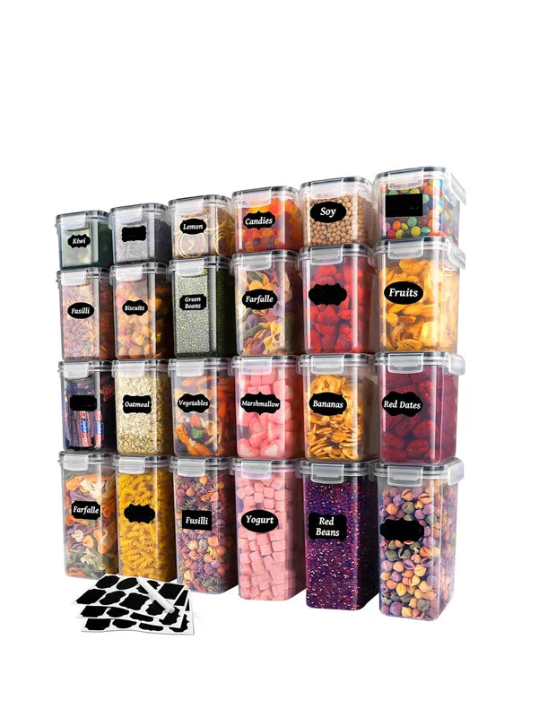 24/48pcs Food Storage Containers with Lids - Organize Grains, Rice, Pasta, Nuts