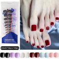 120pcs French Tip Press-On Toe Nails Short Square Glossy False Foot Nails Set