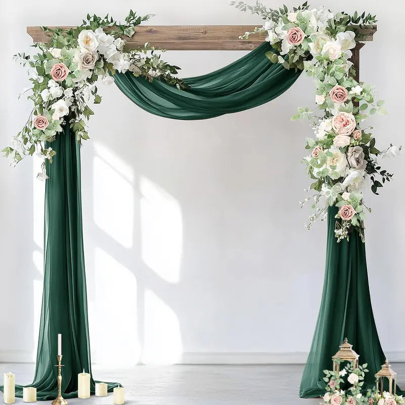 Elegant Sage Green Chiffon Wedding Table Runner - Vintage Gauze Design