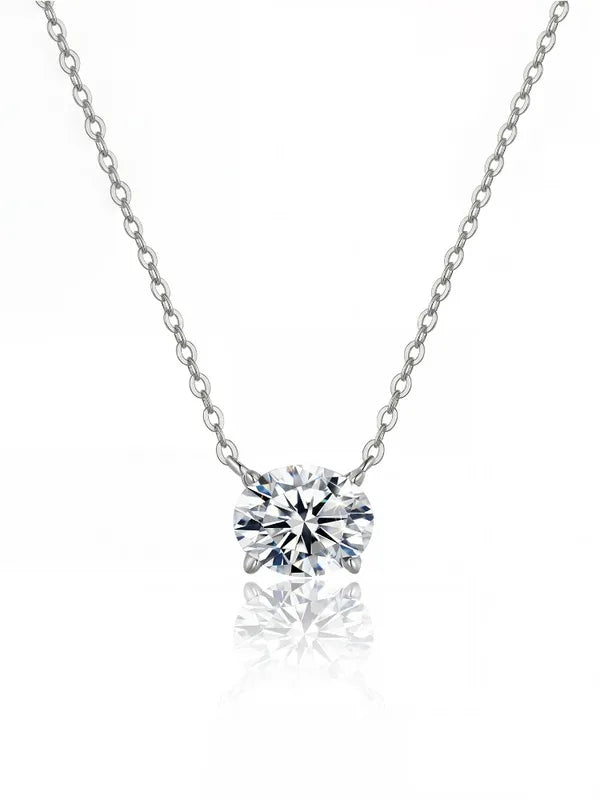 2CT Oval Moissanite Diamond Necklace for Women Sterling Silver Engagement Jewelry