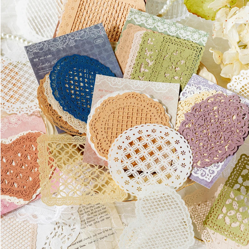 10 Pcs Handmade Lace Paper for Scrapbooking and Art Journals - Craft Supplies